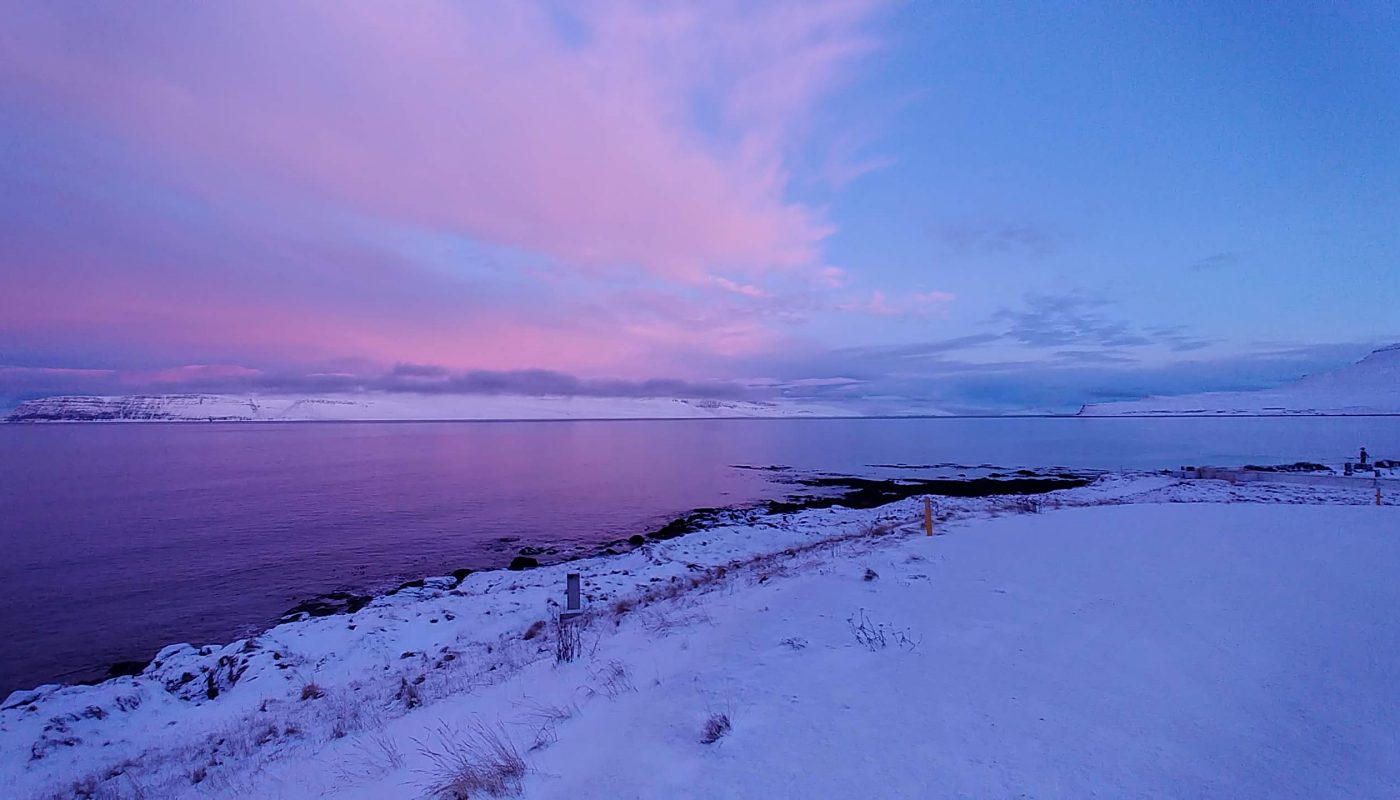 Pink WInter Day in Isafjordur Bay