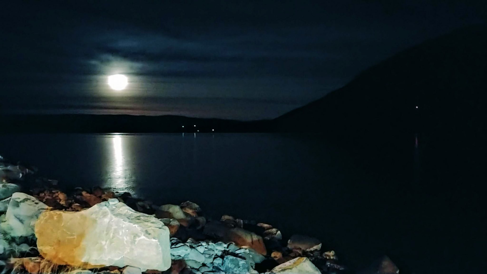 Moonshine And Moonlight At Isafjordur Bay