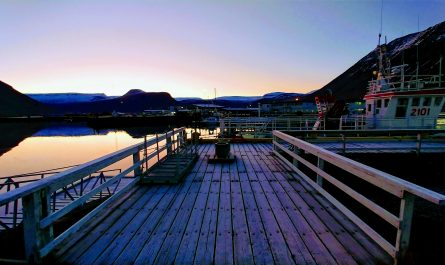 Winter Sunset At Isafjordur Harbor
