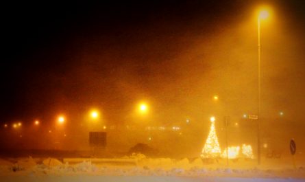 Snowstorm in Isafjordur Town