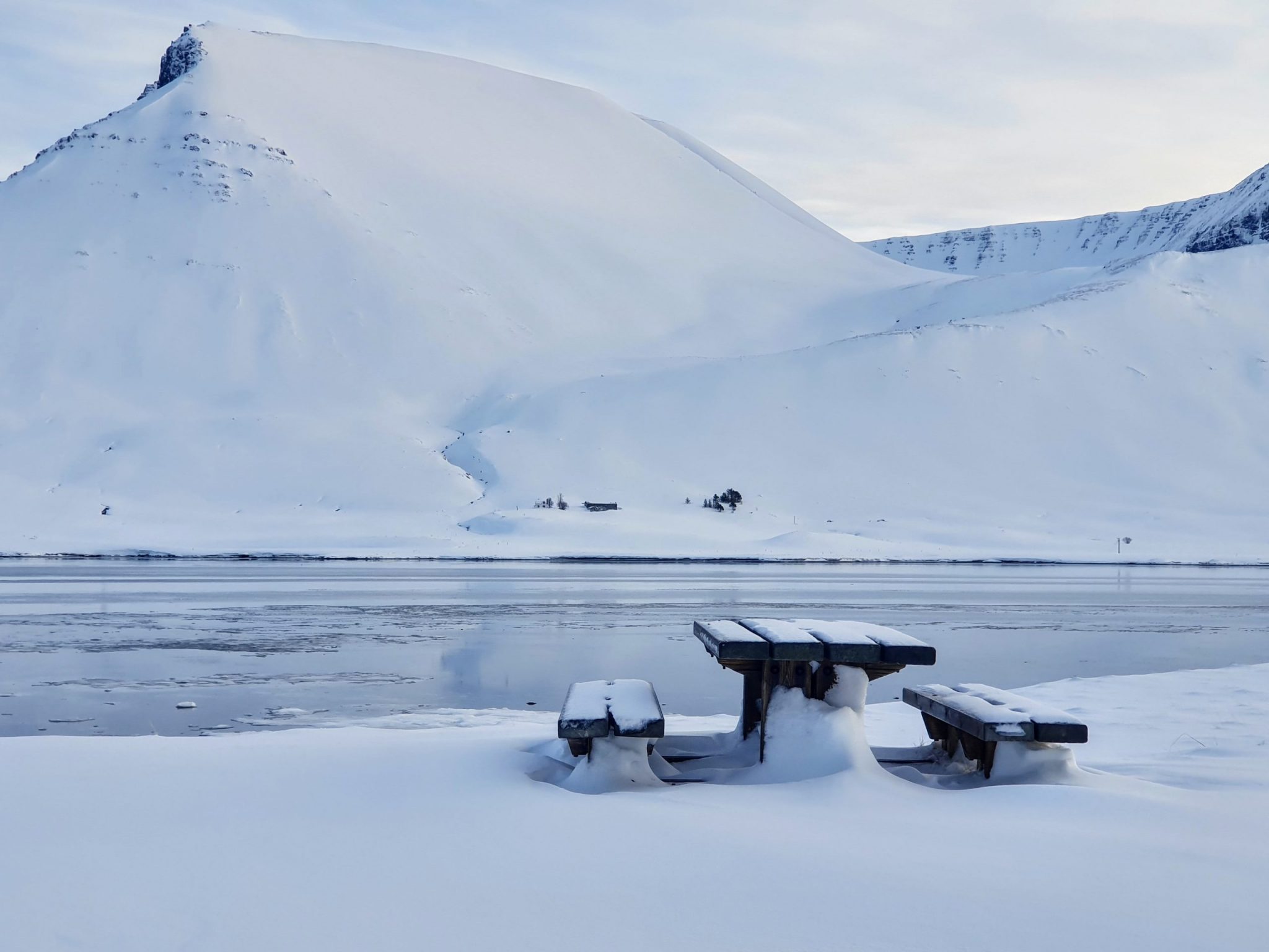 Snowy Rest Stop In Onundarfjordur