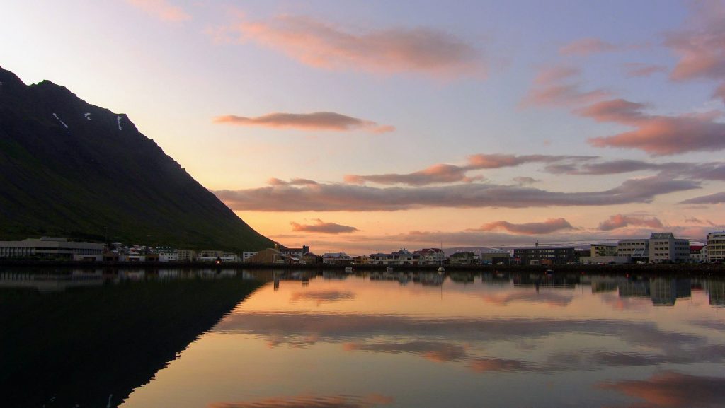 Evening view from Isafjordur town harbour.