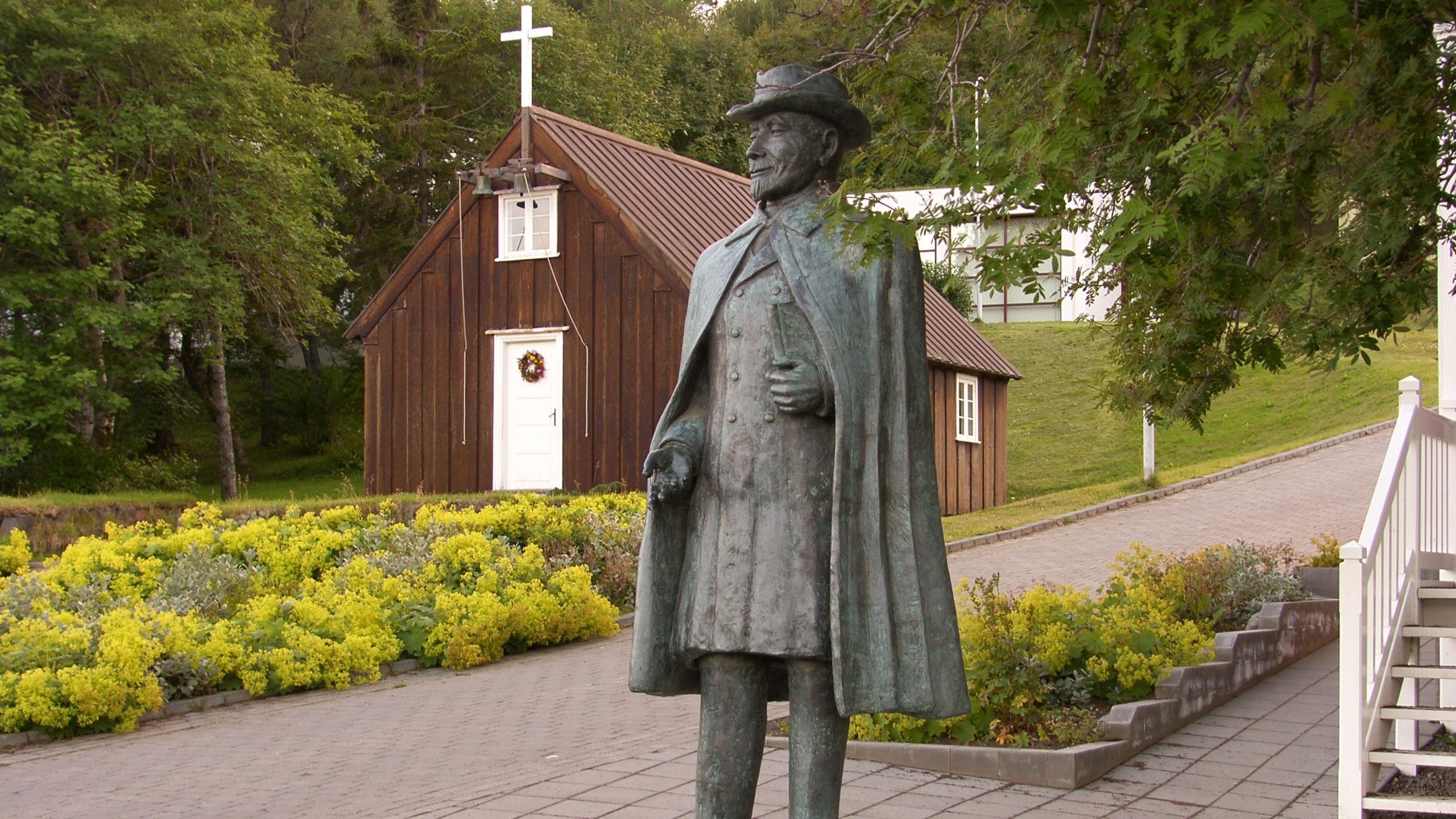 Statue Of The Author Nonni At Nonni Museum In Akureyri