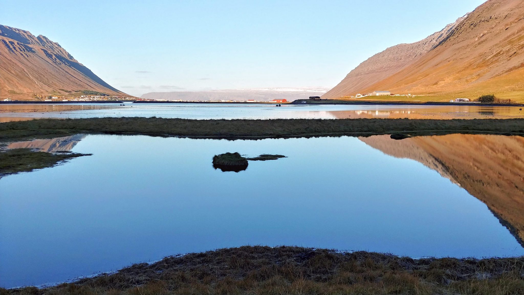 View From Engidalur Over Isafjordur Town