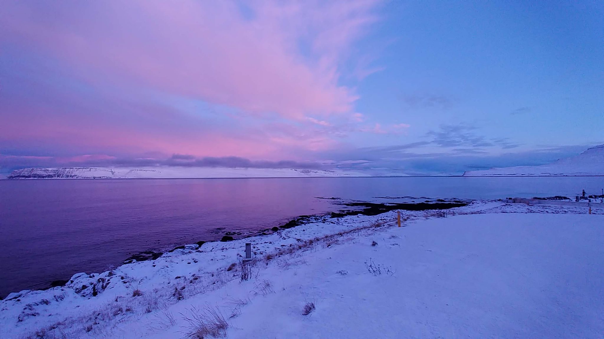 Pink WInter Day in Isafjordur Bay