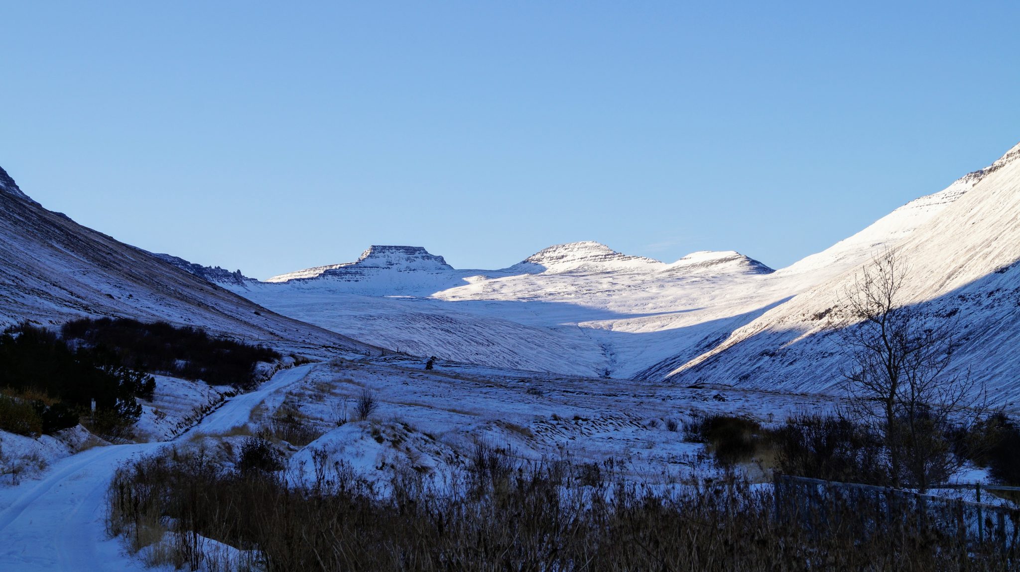 Three Peaks In Hnifsdalur Valley