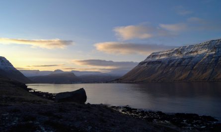 Afternoon Winter Sunset In Skutulsfjordur