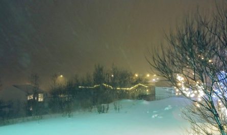 Snowstorm and Christmas Lights