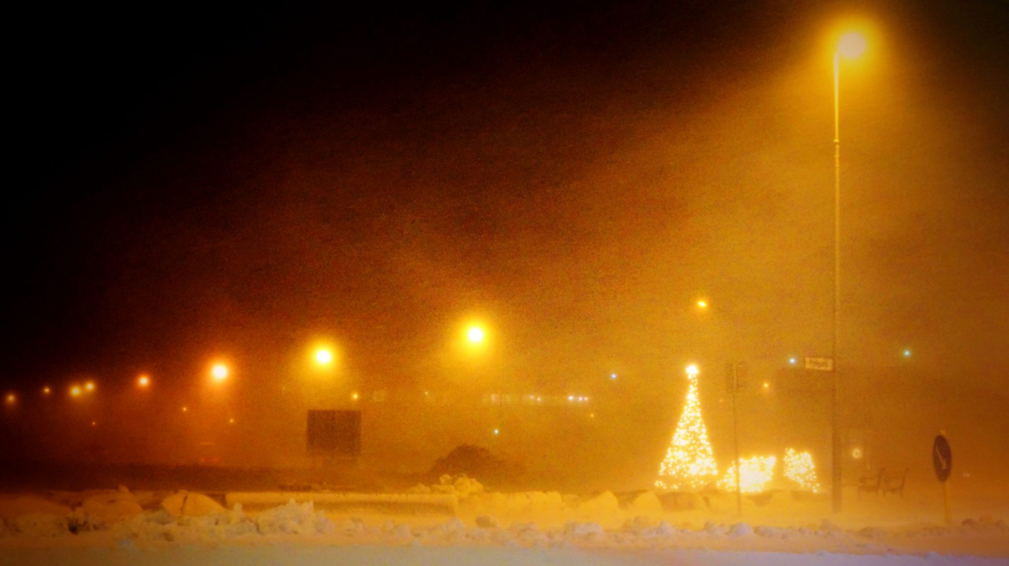 Snowstorm in Isafjordur Town