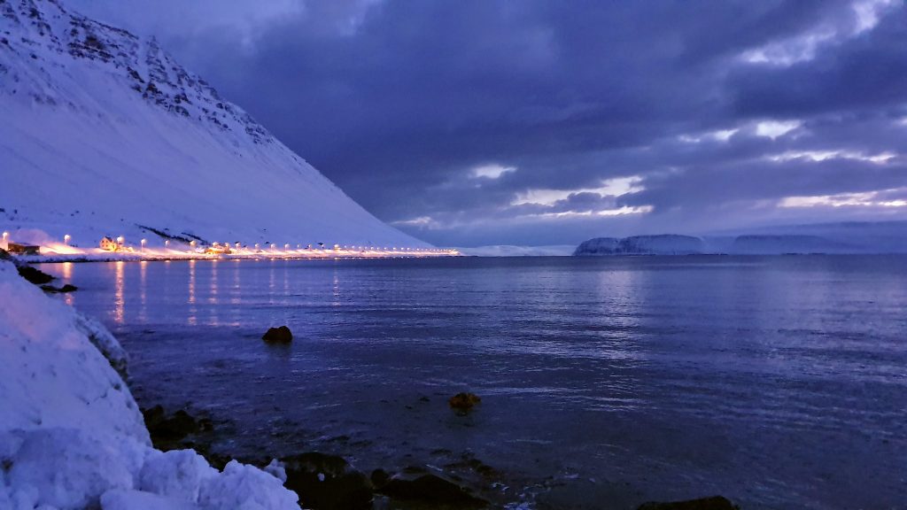 Winter Dawn In Isafjordur Town