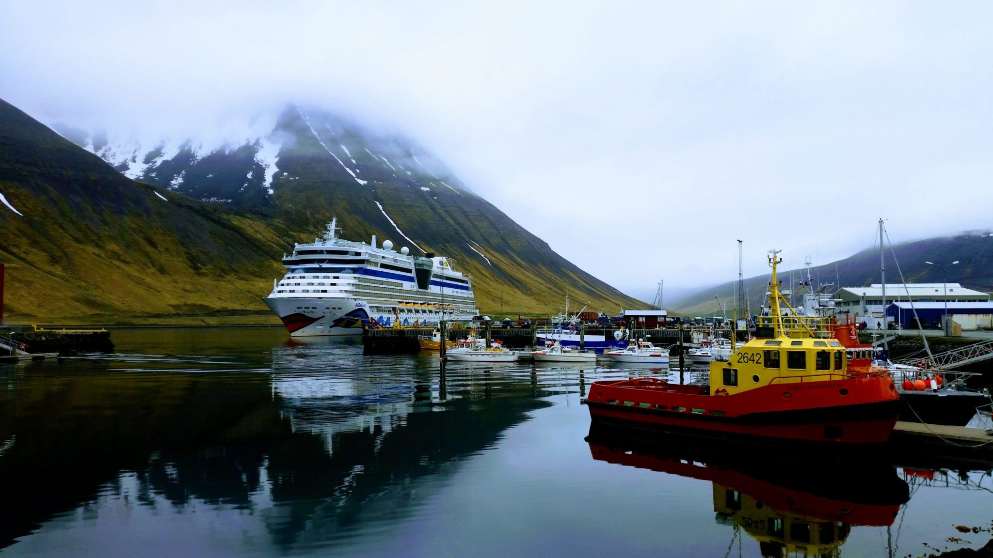 Cruise Ship At Isafjordur Harbour