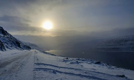 Winter View in Skotufjordur Westfjords