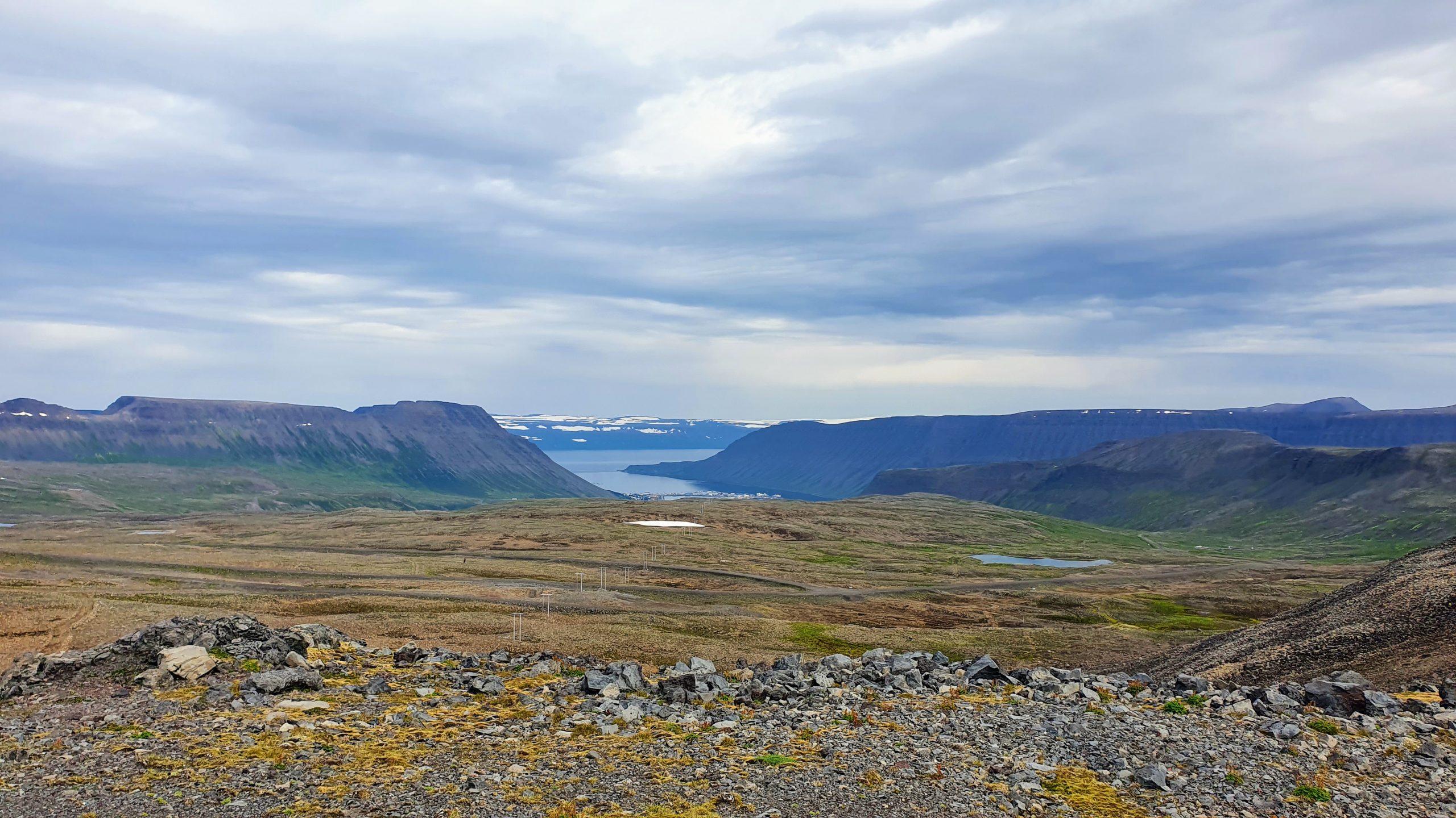 View of Skutulsfjörður and the heath