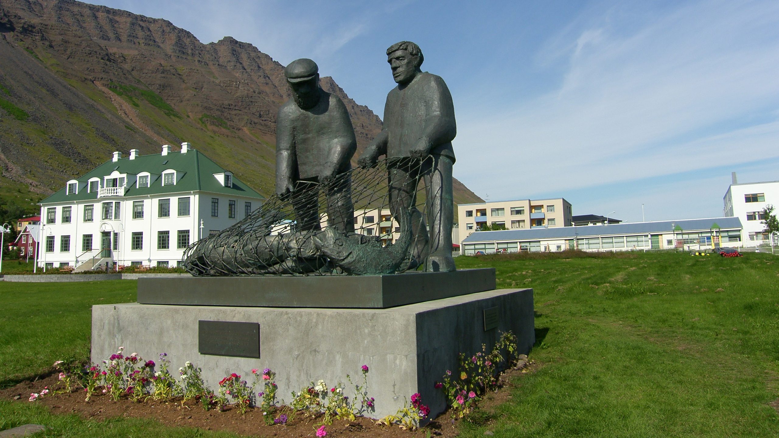 Fishermen Monument In Isafjordur Westfjords