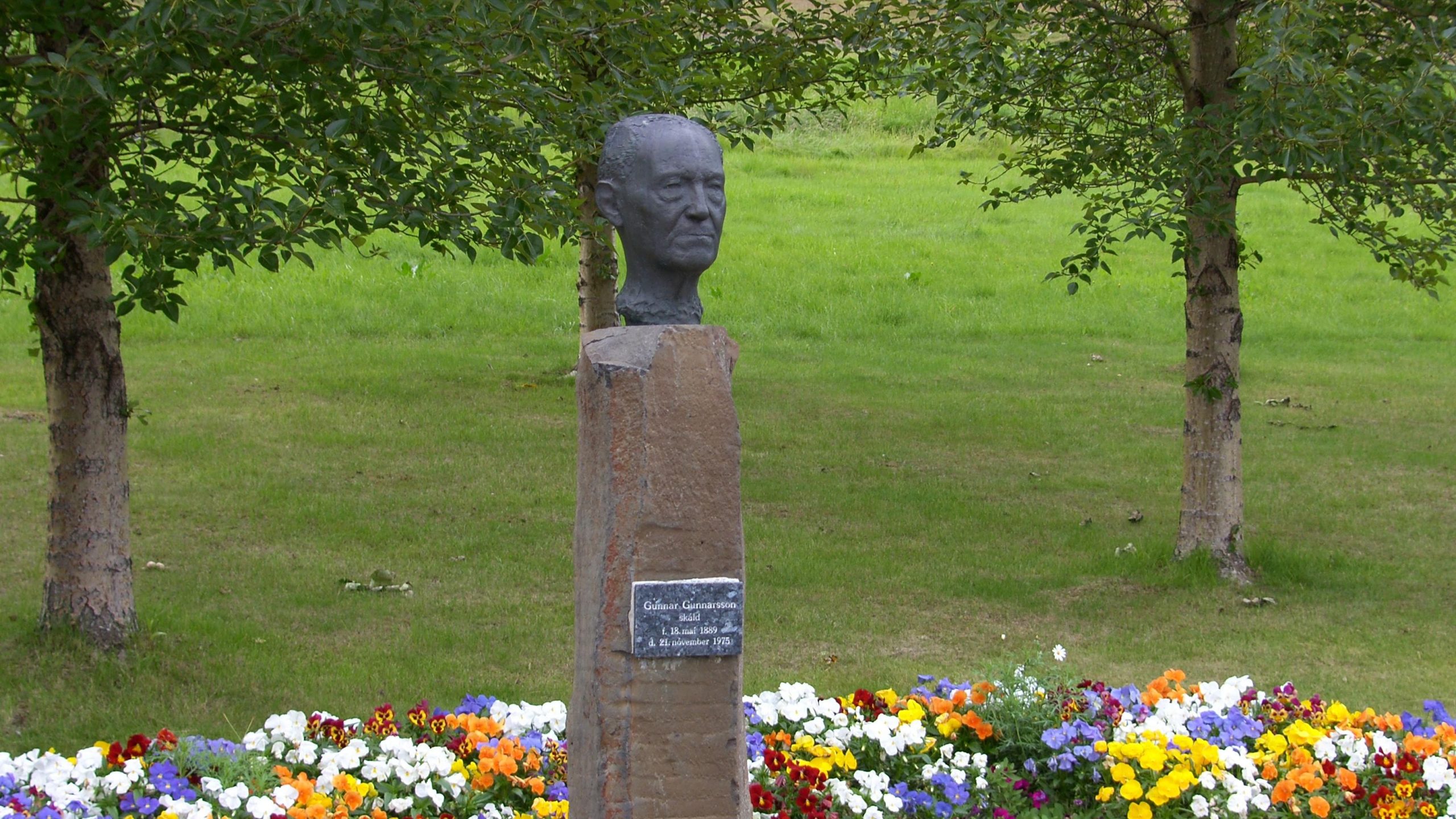 Statue Of Author Gunnar Gunnarsson At Skriduklaustur Musemum