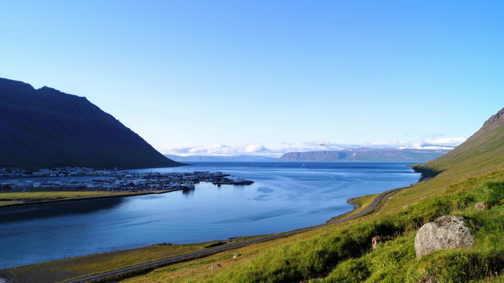 Isafjordur Town in Skutulsfjordur, Westfjords