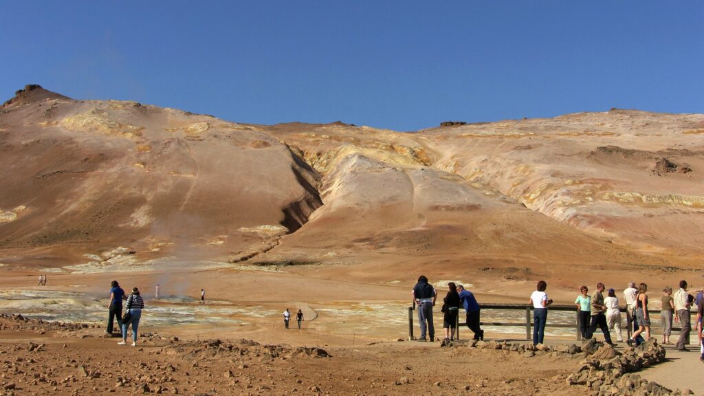 Tourists at Námafjall near Lake Mývatn