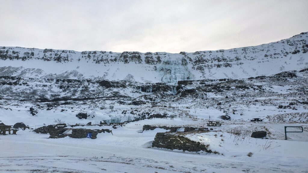 Dynjandi Waterfalls Frozen in February