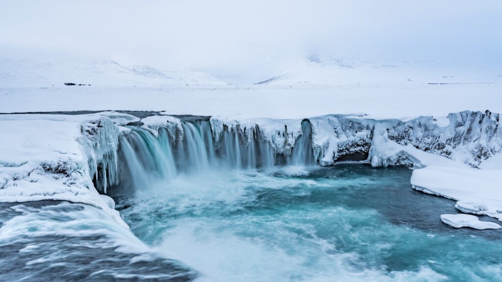 Goðafoss Waterfall in Winter